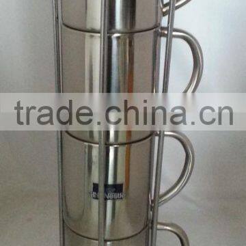 220ml double wall coffee mug with steel handle