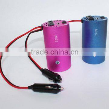 DC 12V/24V input voltage and AC 220V output 200W car power inverter with USB port