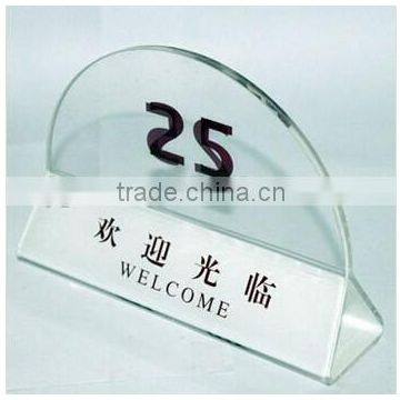 Customized acrylic table number holders for hotel/restaurant