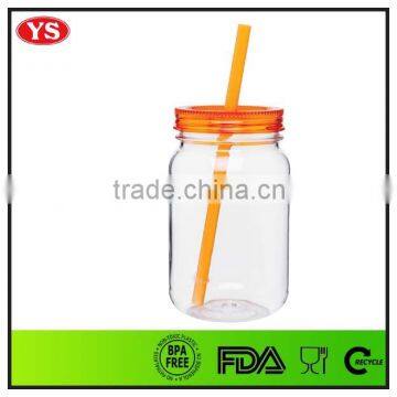 Bpa Free 26oz Plastic Mason Jar Mug for Beer With Straw