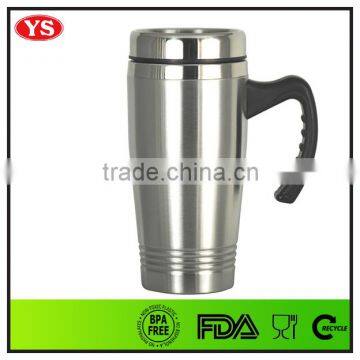 16 Ounce Stainless steel travel tumbler Coffee Thermos Tea Cup with handle