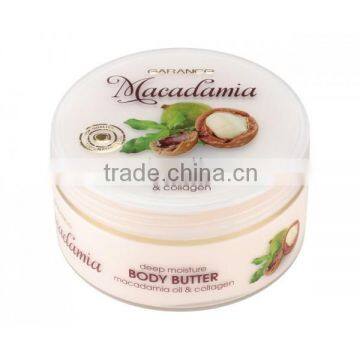 Body Butter Macadamia Oil and Collagen Deep Moisture - 225ml. Paraben Free. Made in EU. Private Label