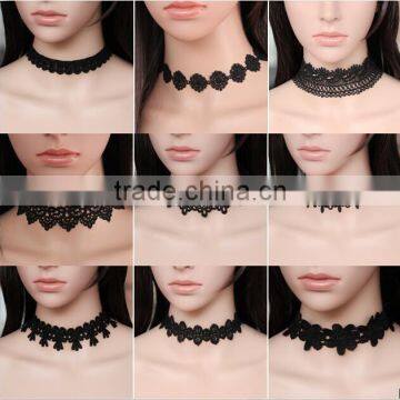 Wholesale punk with velvet belt Lace Collar Necklace Harajuku retro short chain necklace clavicle