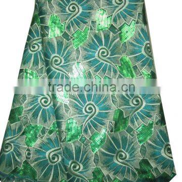 African organza lace with sequins embroidery CL8113-5green