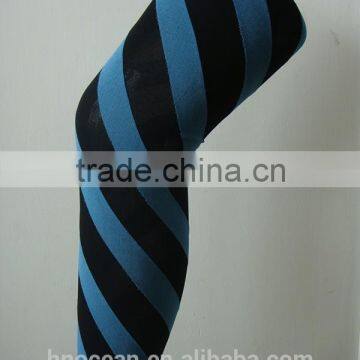 Colored stripe design sexy style black and blue color fanshion lady tights