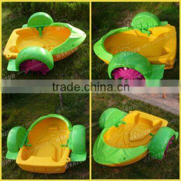 interesting children play hand water pedal boat