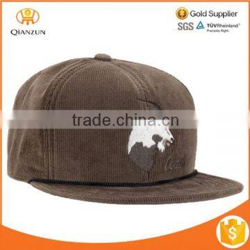 custom puff embroidery corduroy embroidery snapback cap