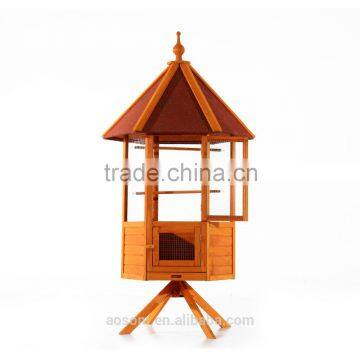 Pawhut Brown Fir Wood Bird Cage W/2 Trays