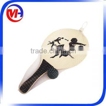 Sports Wooden Beach Ball Racket with Ball and Mesh bag