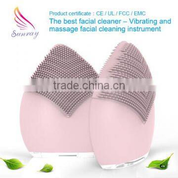 Cheap Waterproof Sonic Electric Facial Cleaner Brush With USB Wireless Charging