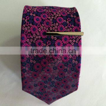 Men's Redpinklue 100% Silk Tie With Flower Design photo-2