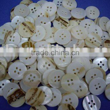 white mother of pearl/MOP Shell skin-back Buttons--4 Holes