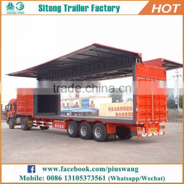 Sitong 2/3 axles box van type cargo truck trailer wing open van semi trailer