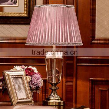 Romantic purple color lampshade K9 clear crystal table lamp