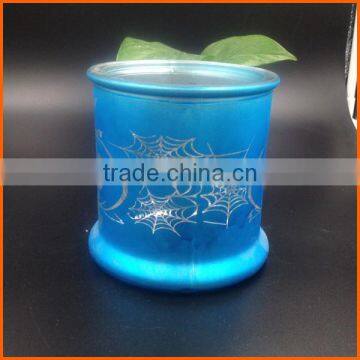 China decoration wholesale blue glass mosaic candle jar