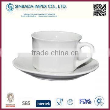 2015 popular white plain bulk tea cup and saucer sets