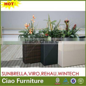 outdoor durable aluminum frame rattan big flower pot