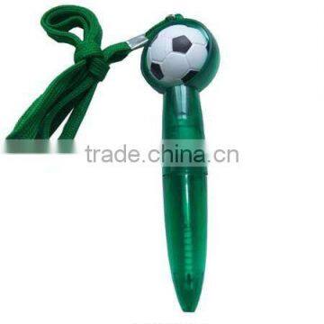 new plastic ball pen with soccer and lanyard