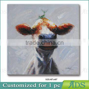 2017 Amazon Hotsell 100% Hand Animal Oil Painting Brown Cow With Stretched Frame Contemporary Artwork Ready to Hang 24 x 36 Inch photo-4