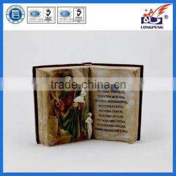 Resin Hand Painted Ceramic Holy Family with Bible Background
