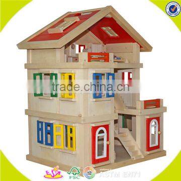 Wholesale Beautiful Wooden Dollhouse Sets Toy Lovely Baby Wooden Dollhouse Toy Popular Wooden Dollhouse Toy W06A042 photo-5