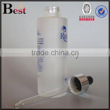 100ml Cosmetic Frosted Screen Printing Glass Bottle With Silver Aluminum Dropper for Essential Oil Perfume China Suppliers photo-2
