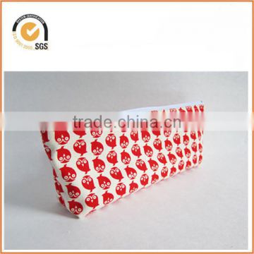 Owl Red and White Japanese canvas zipper pouch - cosmetic bag - large pencil case By Chiqun Dongguan CQ-H01058