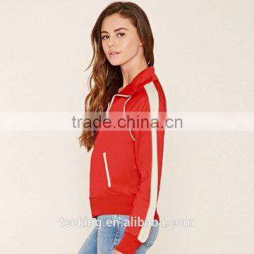 Contrast Trim Long Sleeve Custom Stain Women Track Jacket photo-2
