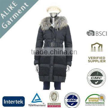 ALIKE 2014 beautiful slim shape girdle women down jacket with real fur collars