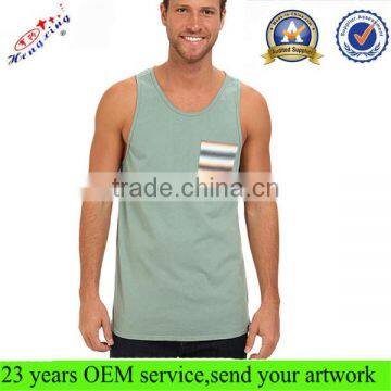 Sports Cotton Custom Plain Pocket Tank Top Men