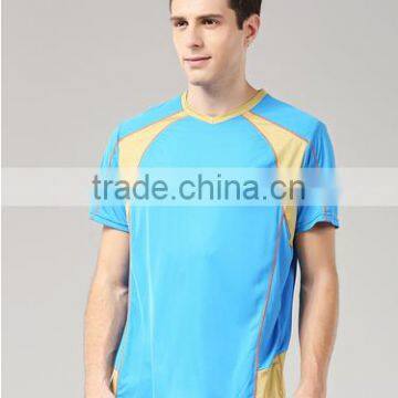2017 Casual 100%polyester Micro v Neck Short Sleeve Mens t Shirt