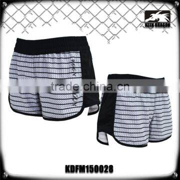 2016 NEW CROSSFIT BLACK AND WHITE STRIPE WOMENS' MMA SHORTS