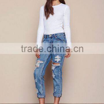 MGOO Popular Women Teaspoon Baggies Jeans Pants For Women In Cobain With Holes Tore Up Muslim Pants photo-6