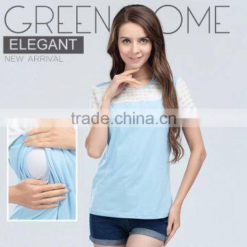 Nursing Top Short Sleeve Maternity Breast Feeding Tops Tanks for Pregnant Women photo-4