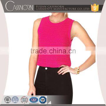 pink tank top acrylic sleeveless ladies vest for summer