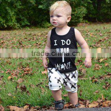 S17484A Summer Kids Clothes Sets Short Sleeve Boy T-shirt Pants Suit Clothing Set