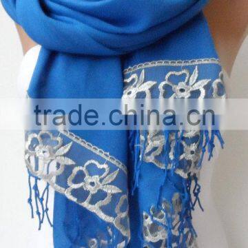 French Lace Socks Blue Pashmina Shawls for Bridesmaids Socks Blue Pashmina With Gray Lace Women Wedding Shawls Fashion Gifts Bri photo-6