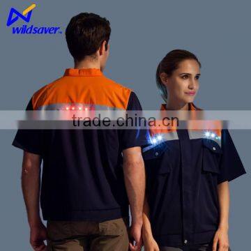 Ultra bright LED glowing reflective work safety hi vis polo shirt