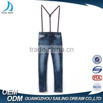 OEM Service suspender trousers fashion kids denim jeans plus size rompers