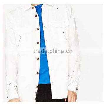 Painting and hole decoration twill shirt