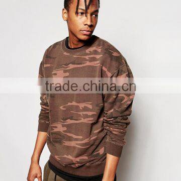 All-over camouflage print Crew neck Camo Sweatshirt