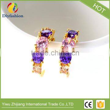 Latest Design Jewelry Copper Material Gold Plated Cubic Zirconia cz Stud Earrings photo-3