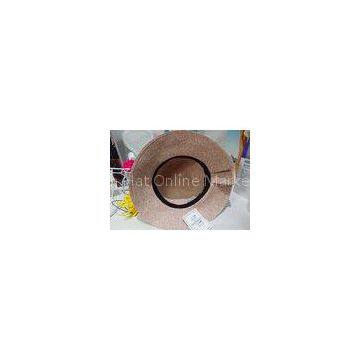 Folding Brim Pink Flower Womens Sun Hats Paper String , Party Sun Hat For Summer