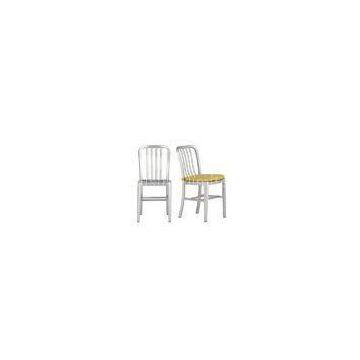 Silver Indoor Cafe Metal Navy Chairs For Dining With Heavy Duty