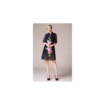 Summer and autumn 2016, ethnic style, embroidered flower with straight collar, special for mothers, dress and gown