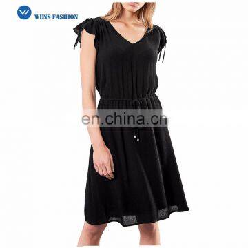 2017 Latest black Sexy Slim Women fanshion Dress and Ladies dress with gathering