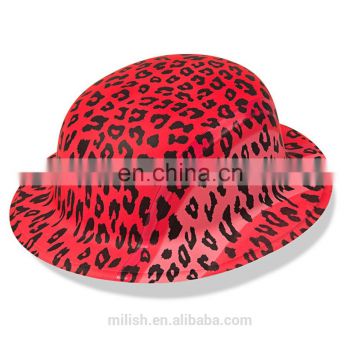 MH-2176 Party kit PVC leopard imprint Plastic Derby Bowler Hat