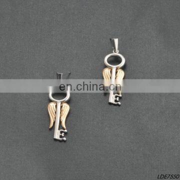 Two tone platting color flying key earrings
