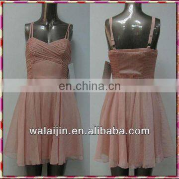 Light pink young ladies spaghetti strap short dress