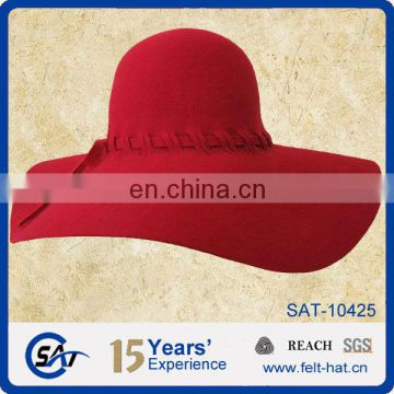 red New Vintage Women Ladies Floppy Wide Brim Wool Felt hat